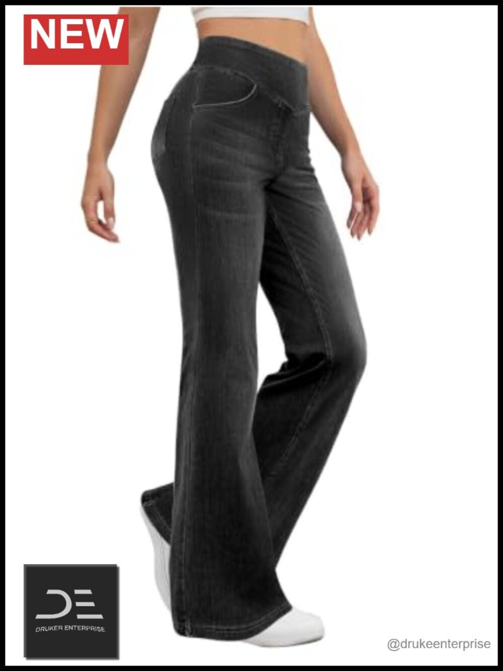High Waisted Bell Bottom Jeans Stretchy Bootcut Pull On Denim Pants
